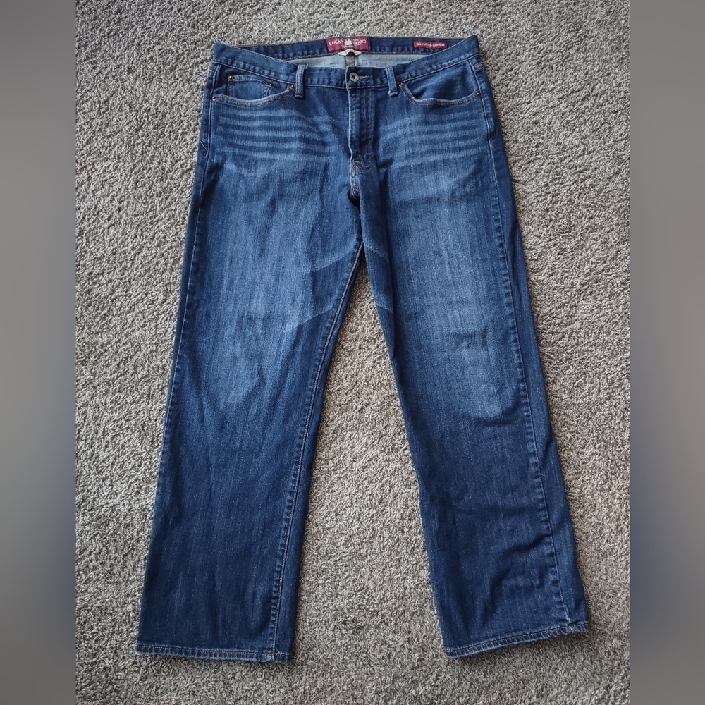 Men's Lucky Brand 361 vintage straight leg 36x30 Blue zipped Jean's